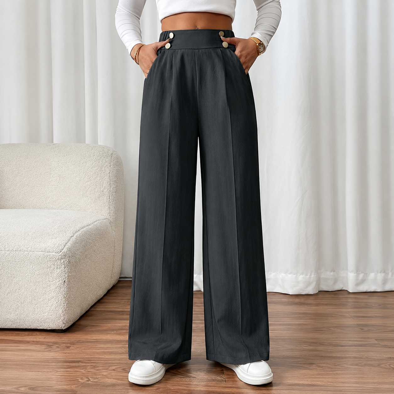 Elegant Straight Leg Formal Business Trousers For Women