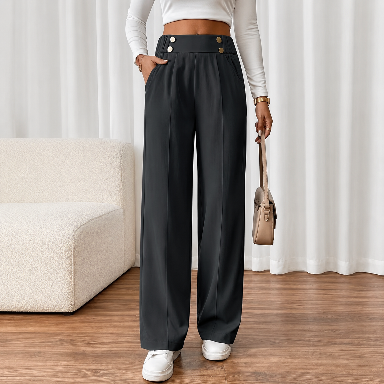 Elegant Straight Leg Formal Business Trousers For Women