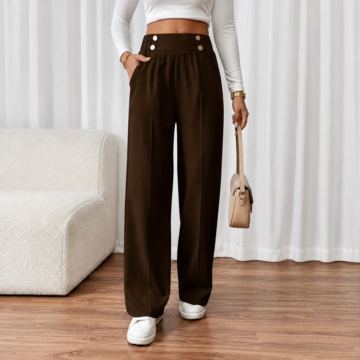 Elegant Straight Leg Formal Business Trousers For Women