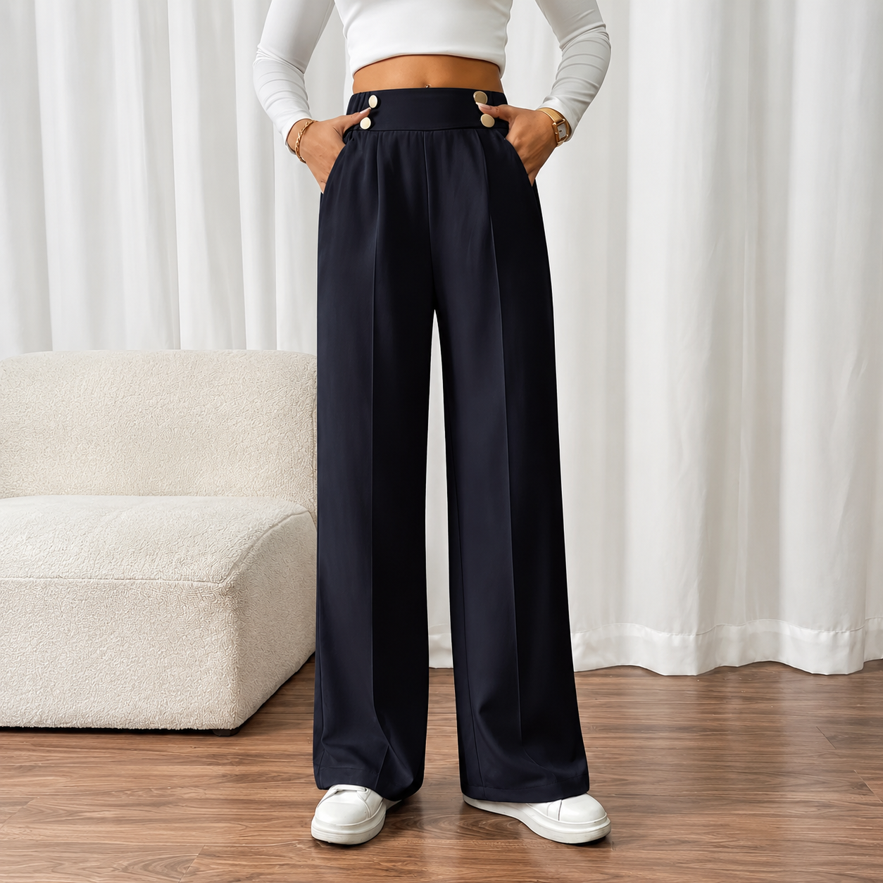 Elegant Straight Leg Formal Business Trousers For Women