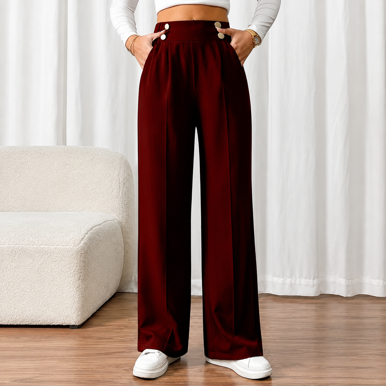 Elegant Straight Leg Formal Business Trousers For Women