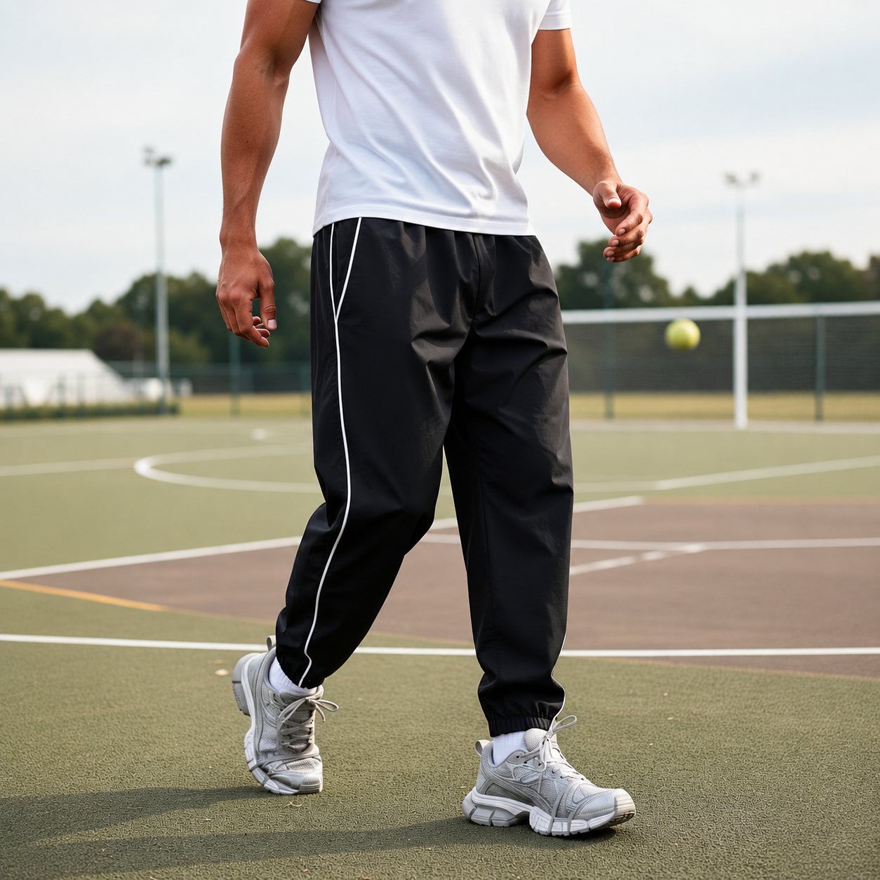 Reflective Stripe Jogger Pants with Elastic Cuffs for Men
