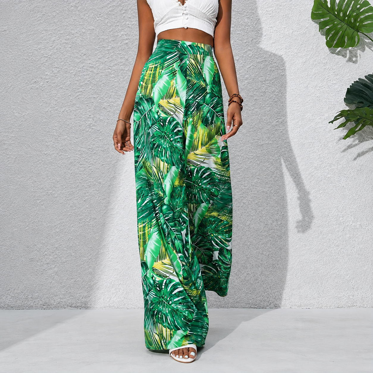 Bohemian Style Wide Vacation Themed Pants For Women