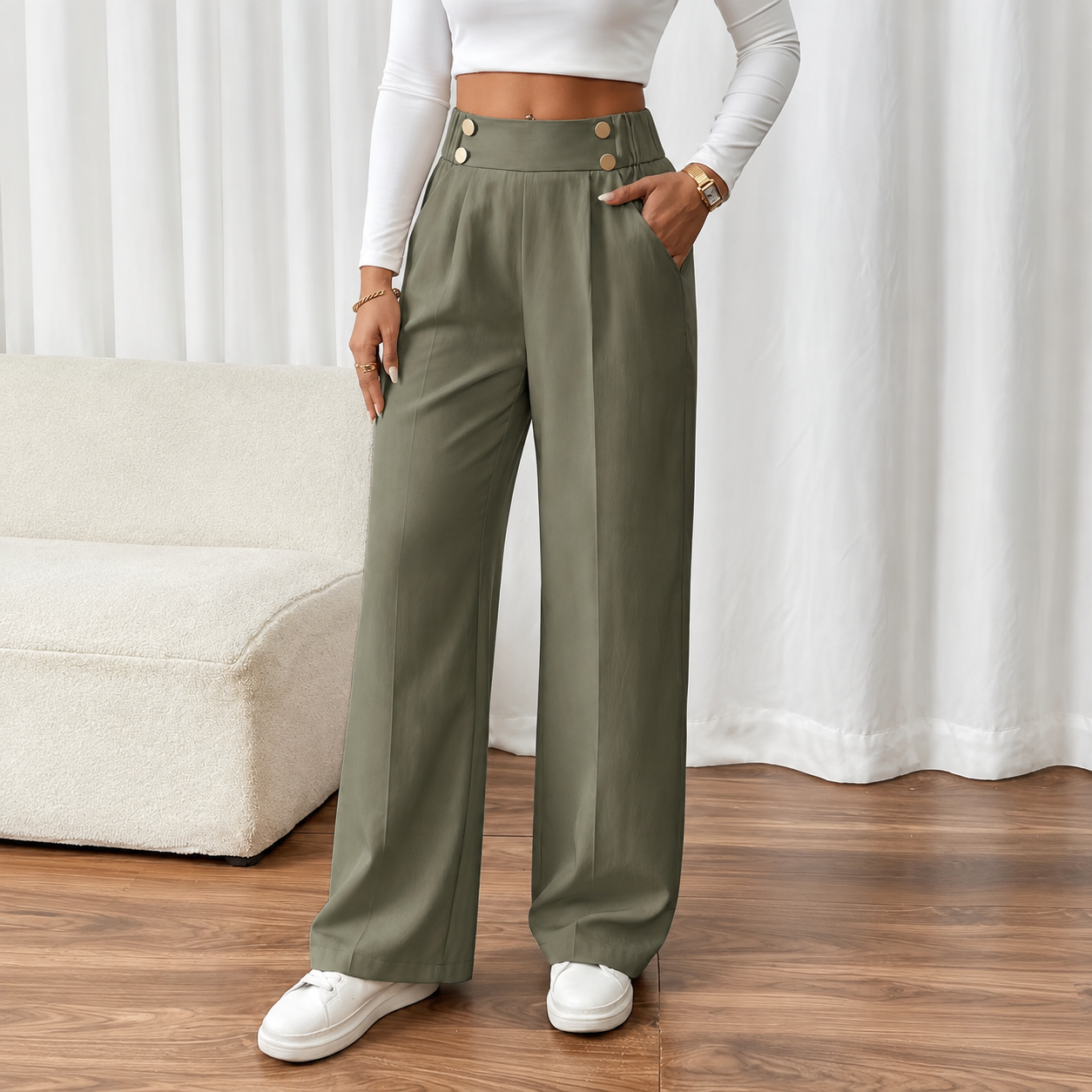 Elegant Straight Leg Formal Business Trousers For Women