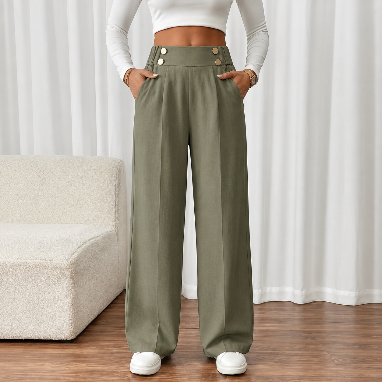 Elegant Straight Leg Formal Business Trousers For Women