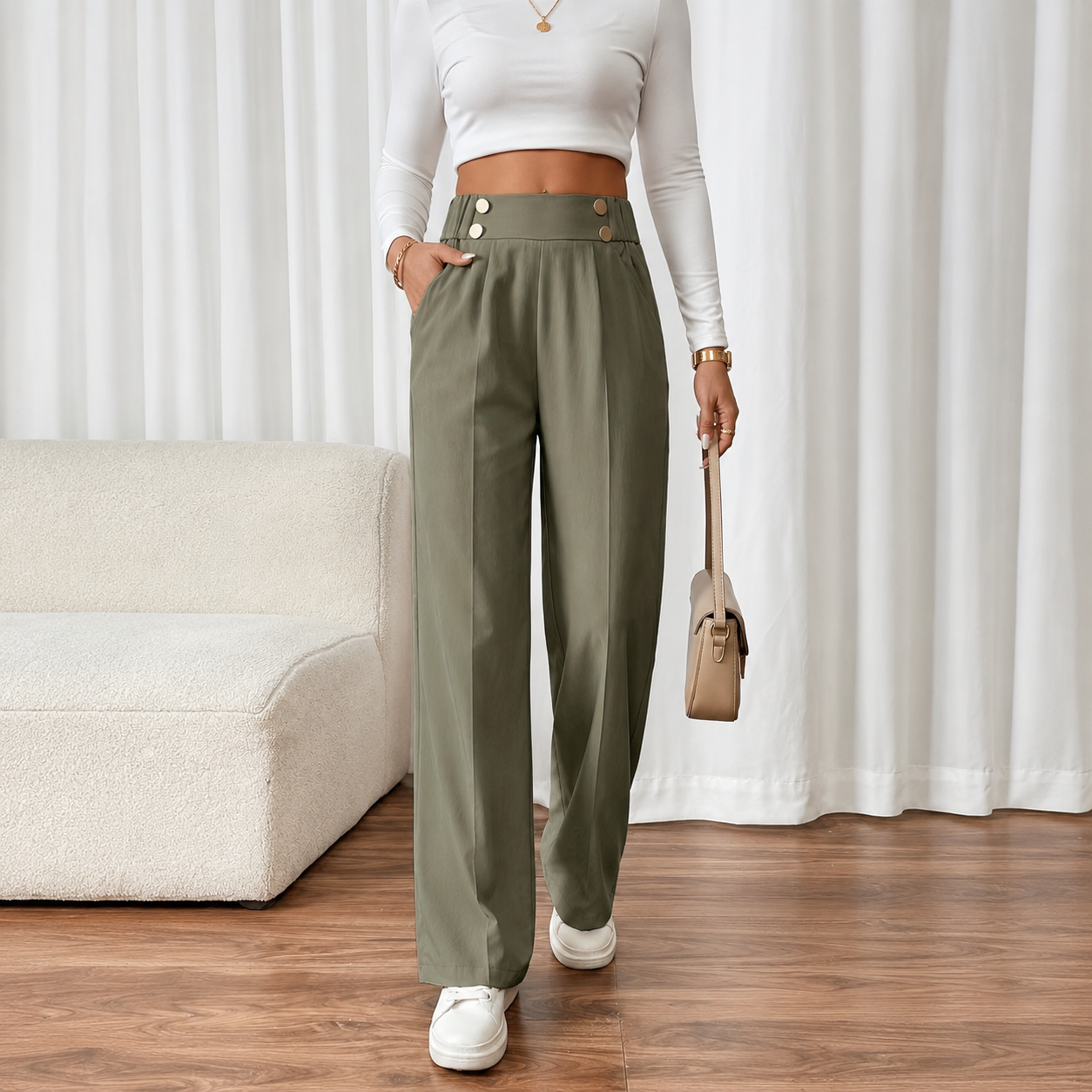 Elegant Straight Leg Formal Business Trousers For Women