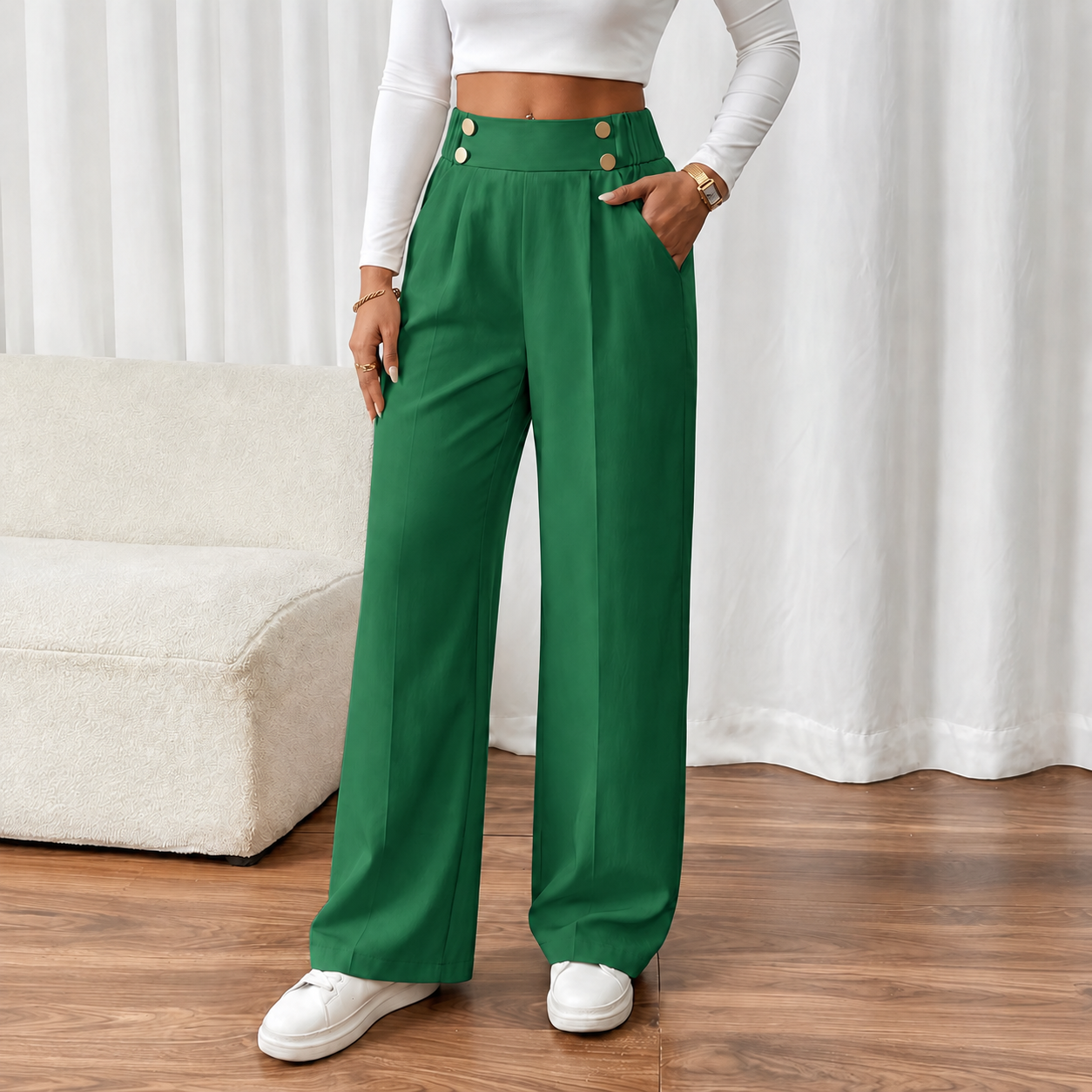Elegant Straight Leg Formal Business Trousers For Women