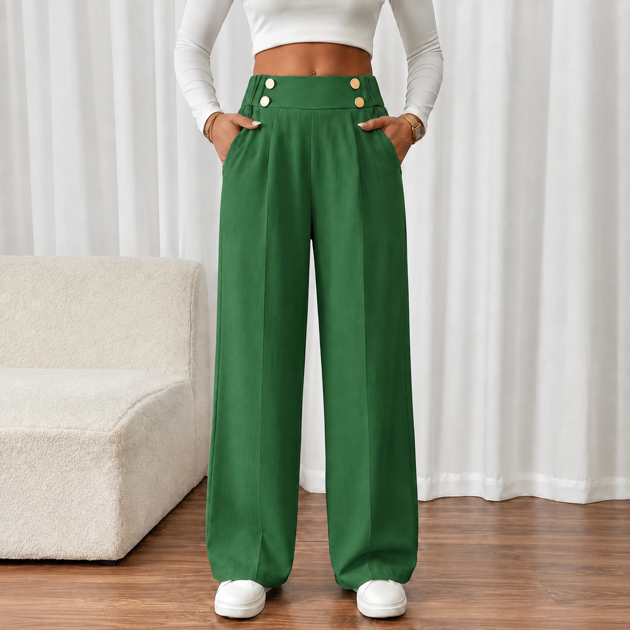 Elegant Straight Leg Formal Business Trousers For Women