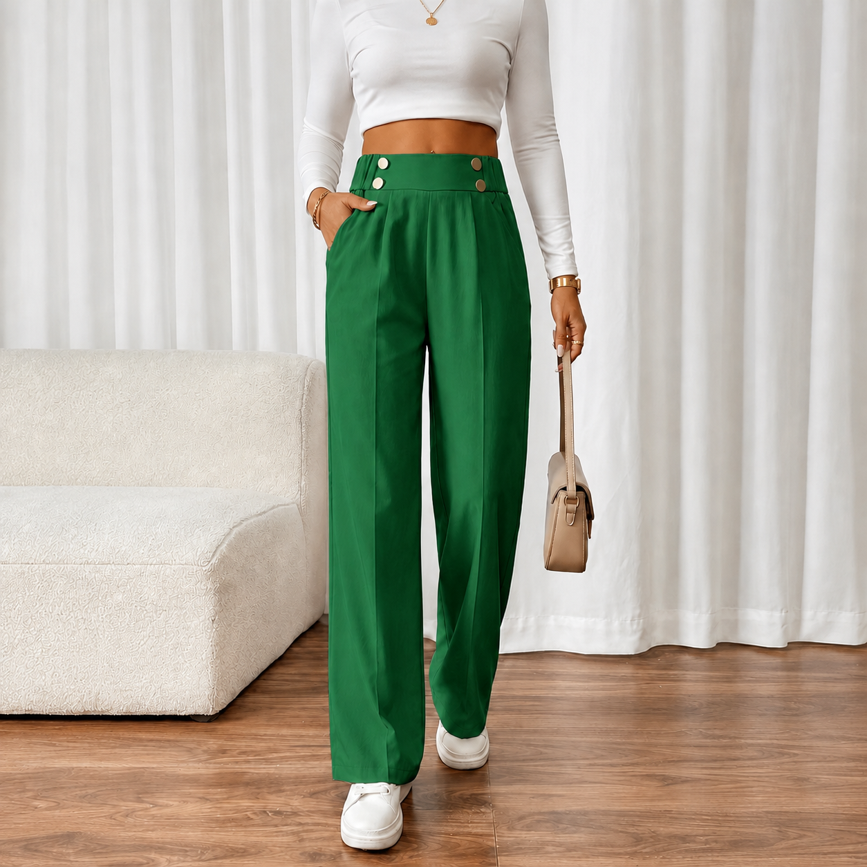 Elegant Straight Leg Formal Business Trousers For Women