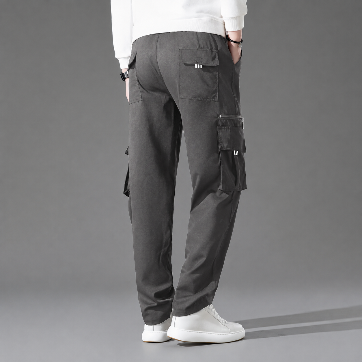 Casual Loose Fit Cargo Trousers With Multiple Pockets For Men