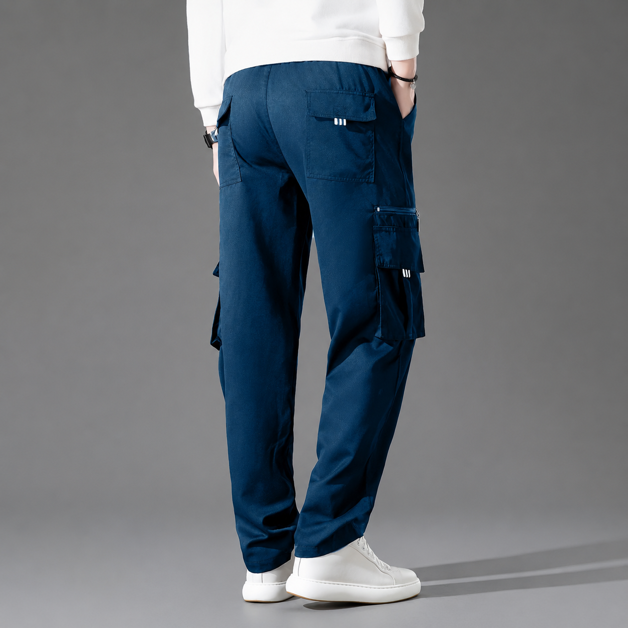 Casual Loose Fit Cargo Trousers With Multiple Pockets For Men