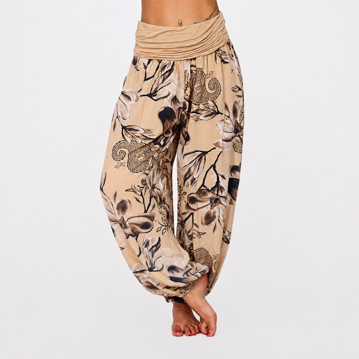 Bohemian Style Floral Printed Casual Harem Pants For Women