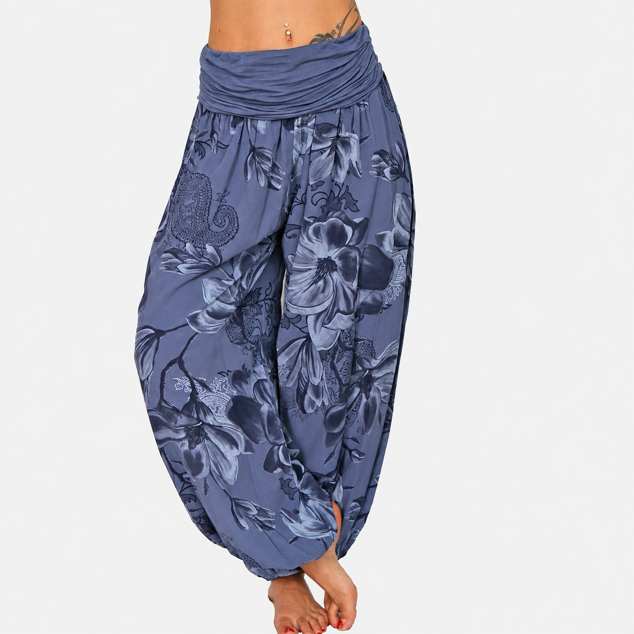 Bohemian Style Floral Printed Casual Harem Pants For Women