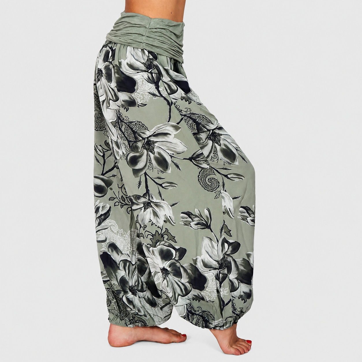 Bohemian Style Floral Printed Casual Harem Pants For Women