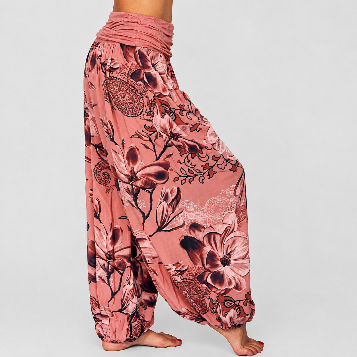 Bohemian Style Floral Printed Casual Harem Pants For Women