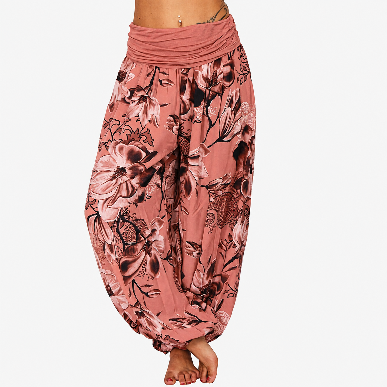Bohemian Style Floral Printed Casual Harem Pants For Women
