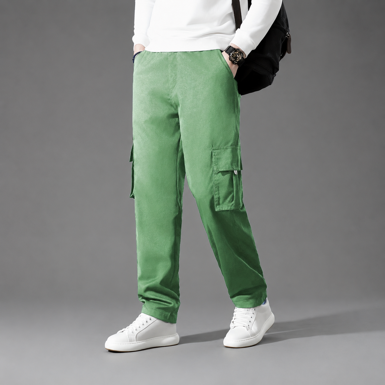 Casual Loose Fit Cargo Trousers With Multiple Pockets For Men