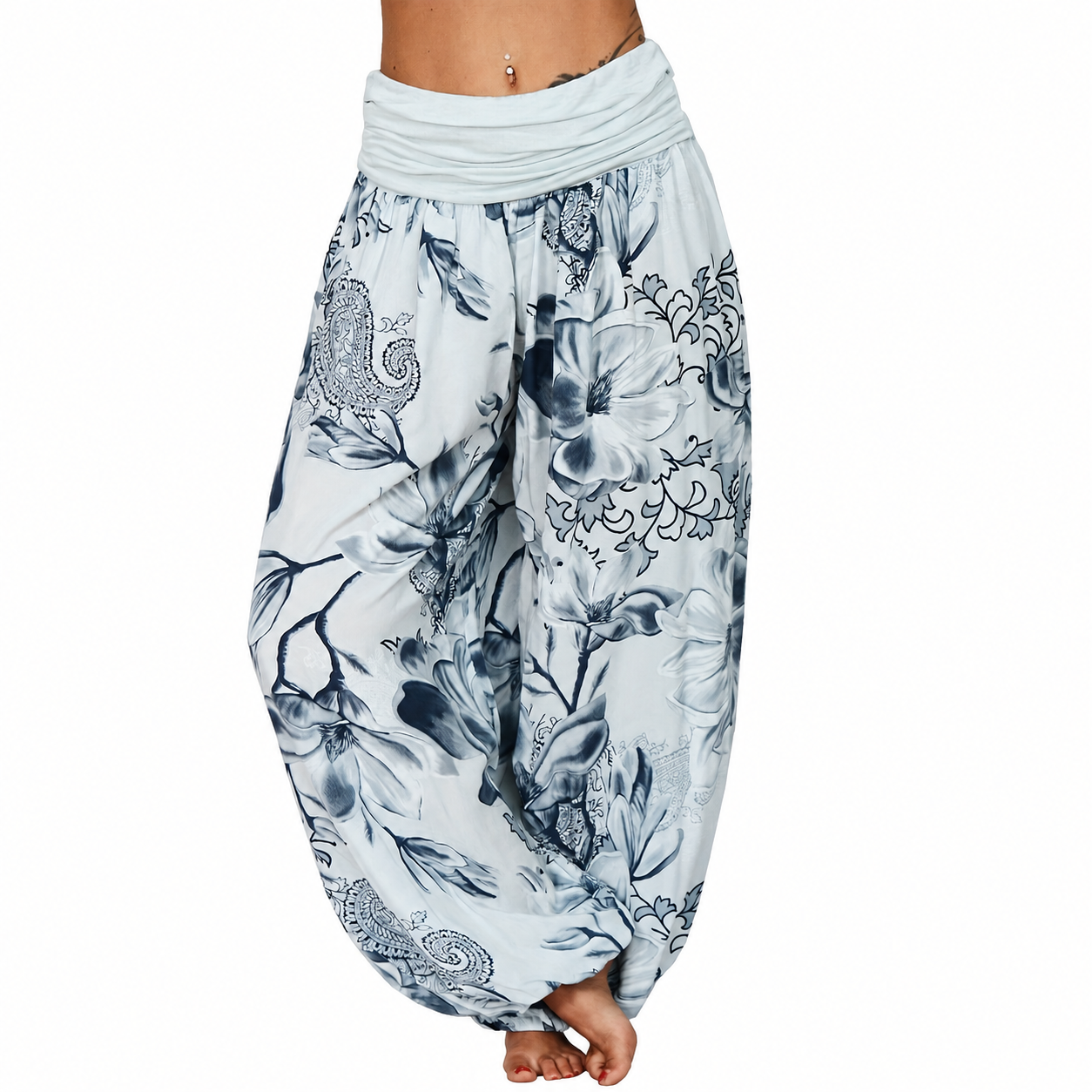 Bohemian Style Floral Printed Casual Harem Pants For Women