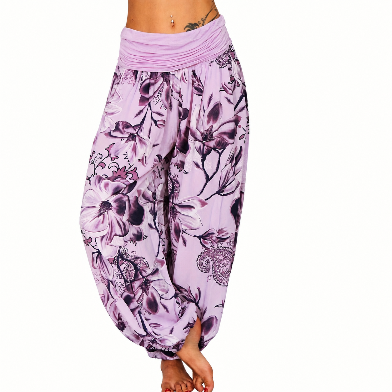 Bohemian Style Floral Printed Casual Harem Pants For Women