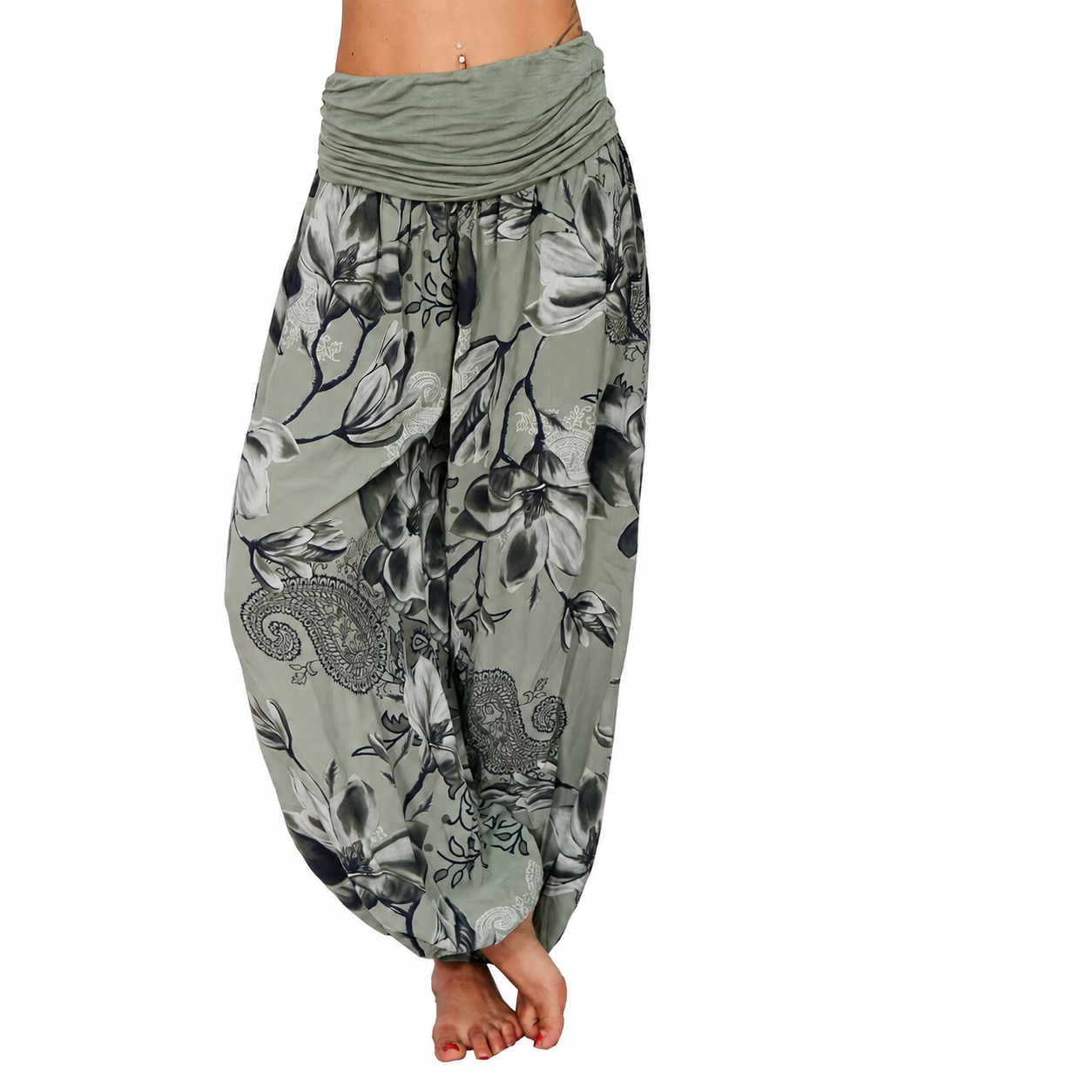 Bohemian Style Floral Printed Casual Harem Pants For Women