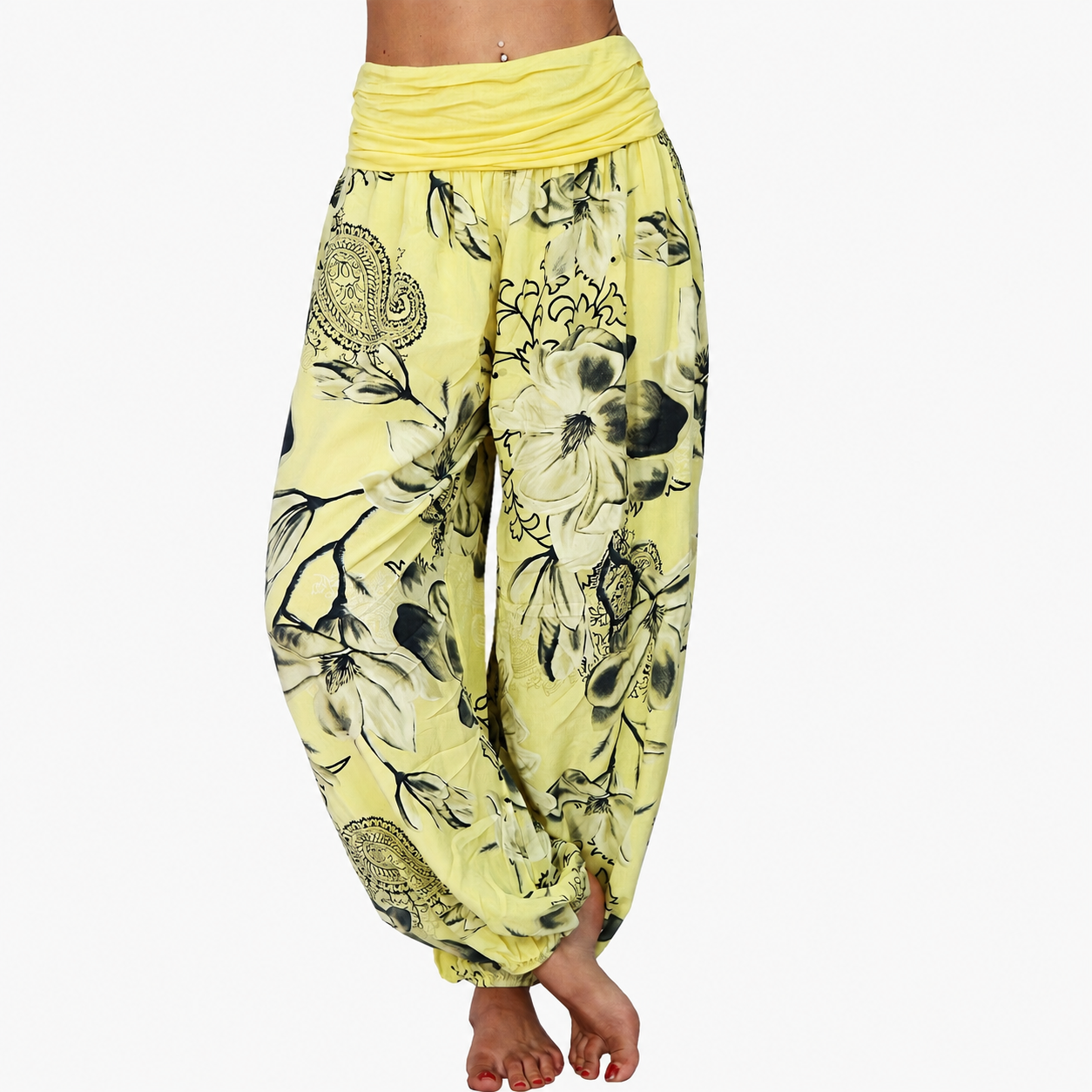 Bohemian Style Floral Printed Casual Harem Pants For Women
