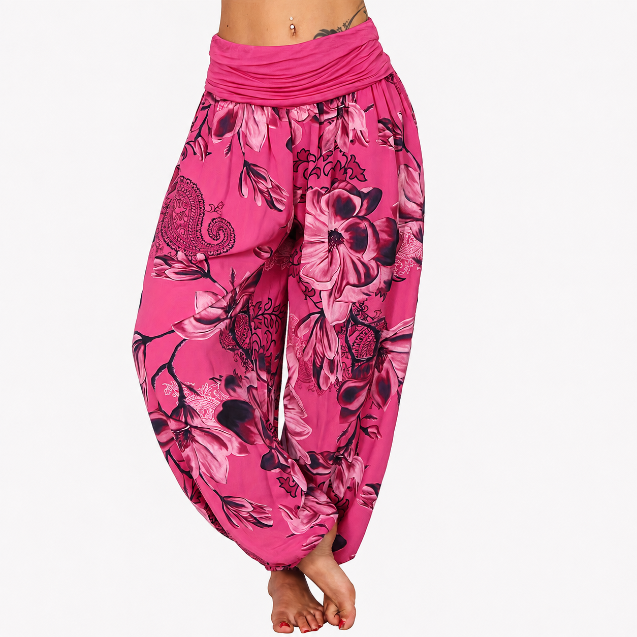 Bohemian Style Floral Printed Casual Harem Pants For Women
