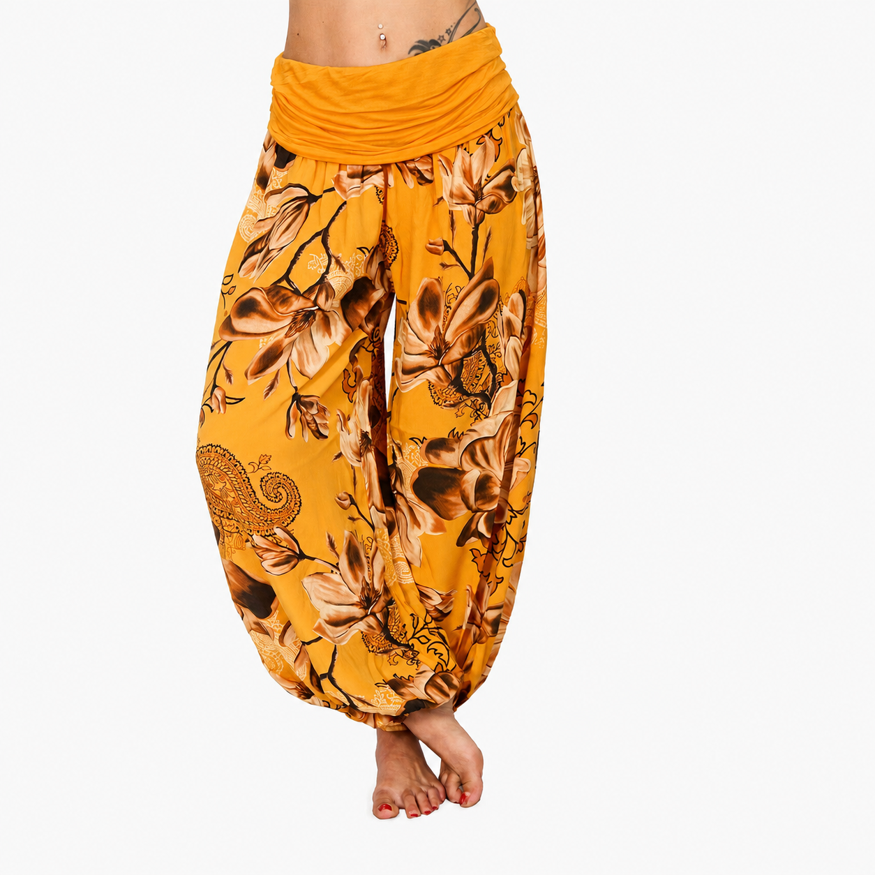 Bohemian Style Floral Printed Casual Harem Pants For Women