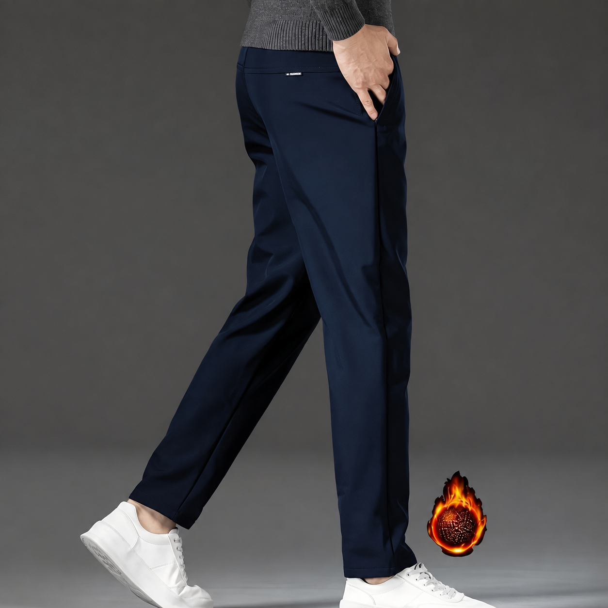 Casual Fleece Winter Lined Pants With Drawstring For Men