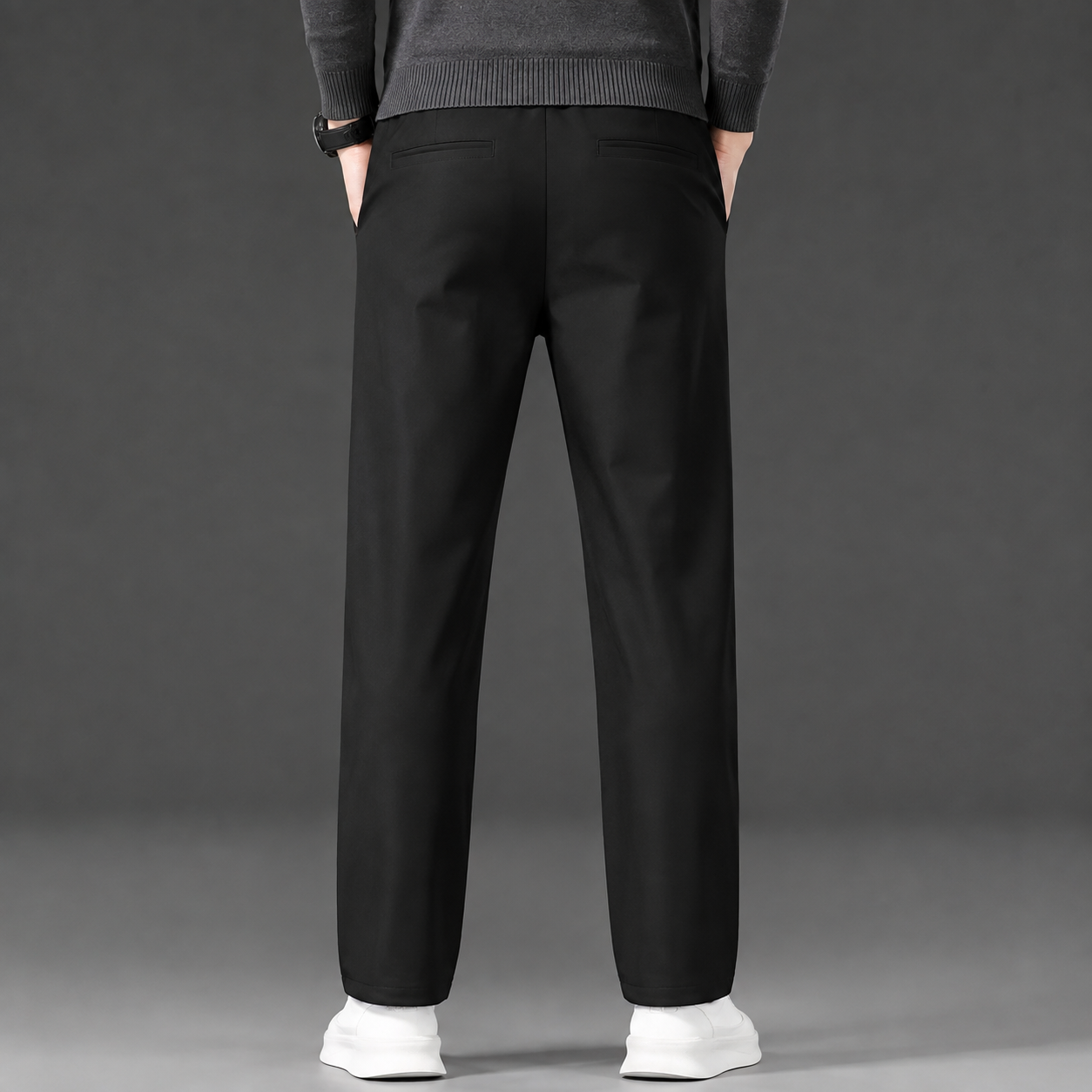 Casual Fleece Winter Lined Pants With Drawstring For Men