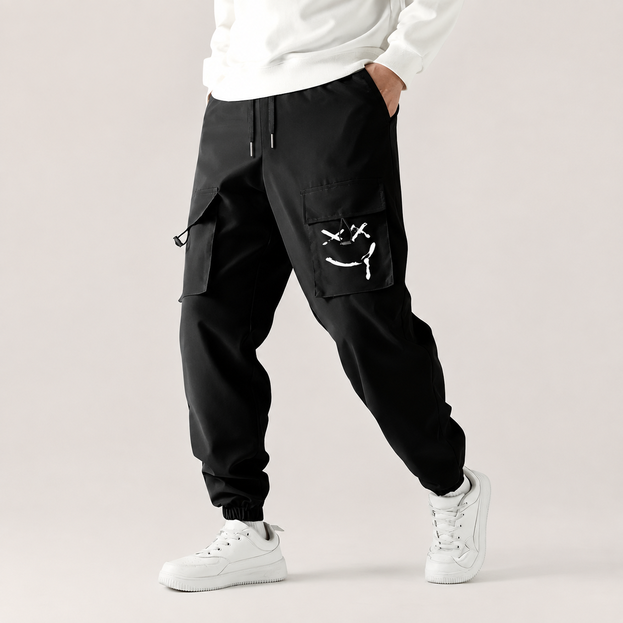 Pack of 2 Graphic Cargo Jogger Pants with Utility Pockets for Men