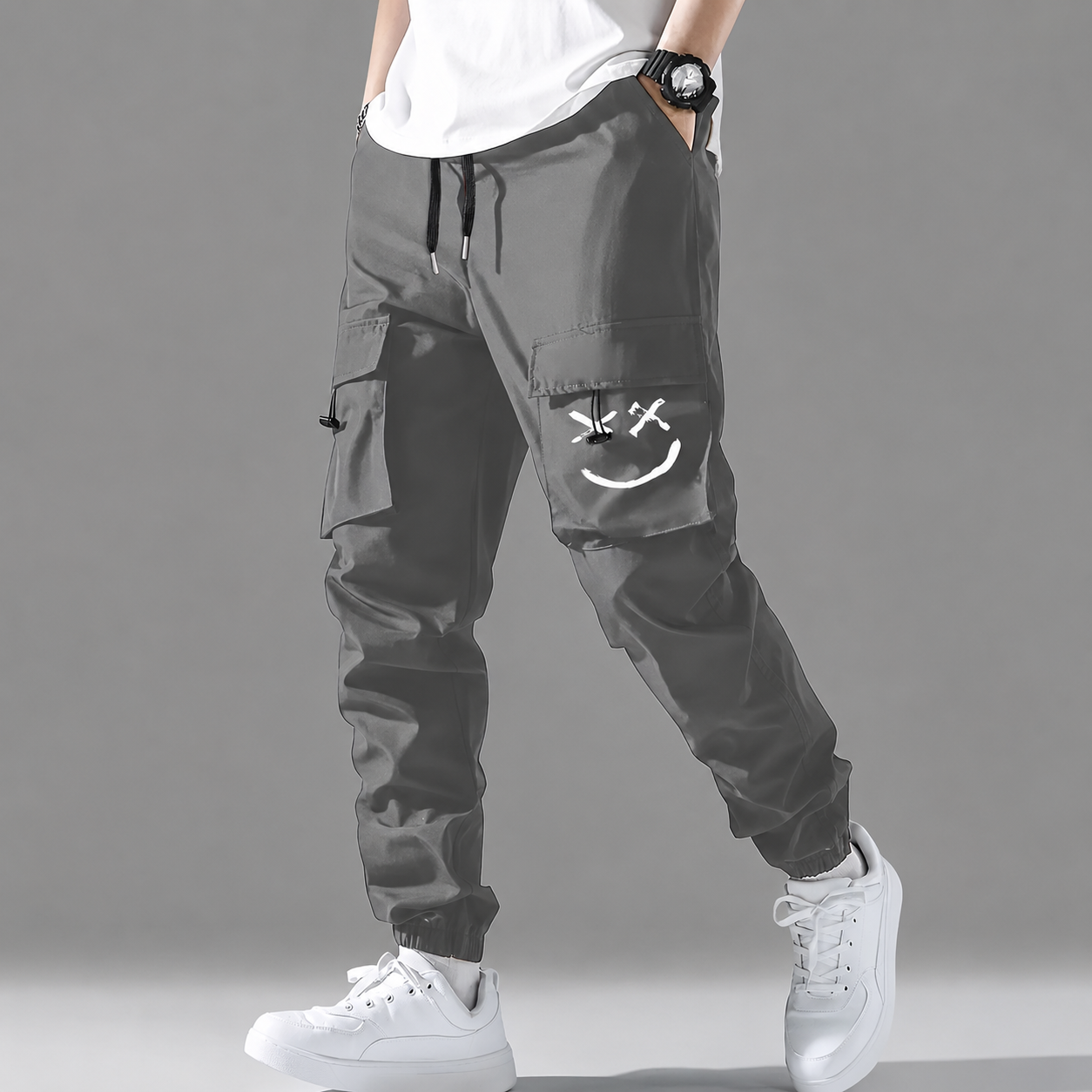 Pack of 2 Graphic Cargo Jogger Pants with Utility Pockets for Men