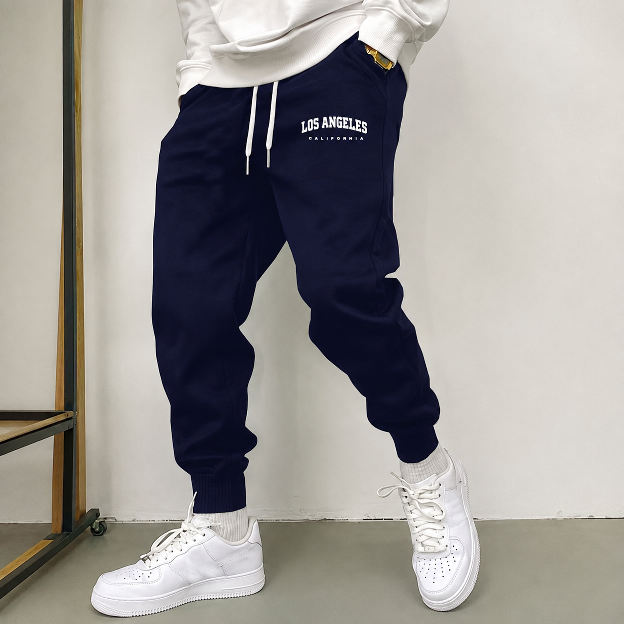 Casual Drawstring Jogger Sweatpants with Ribbed Cuffs for Men