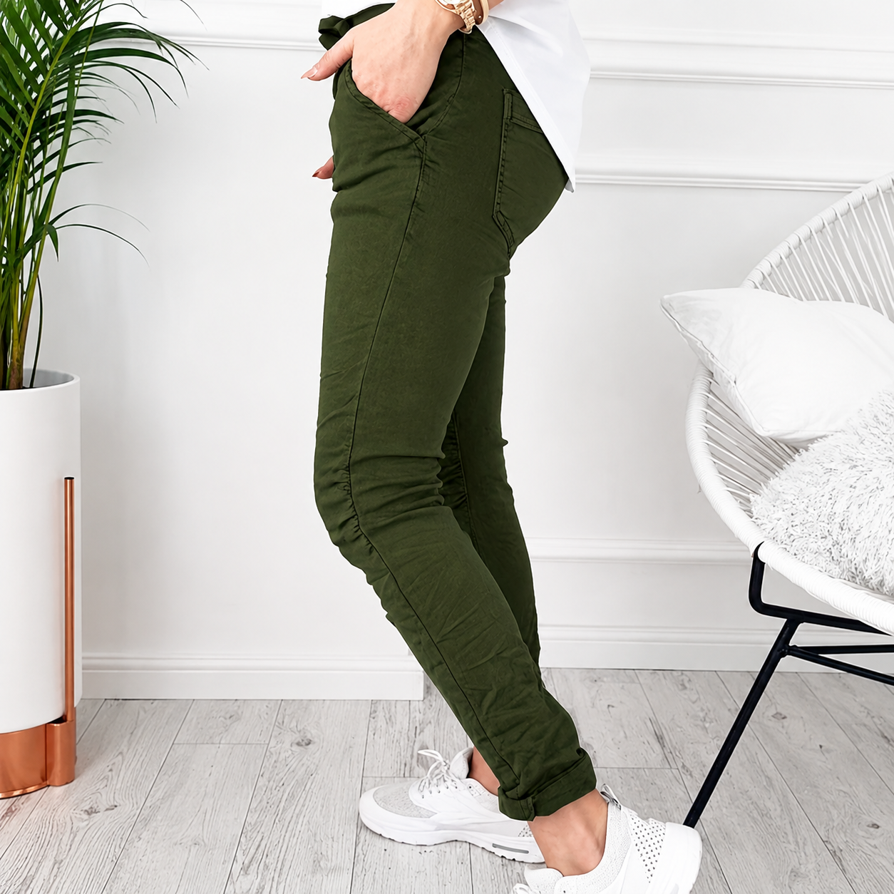 Casual Solid Colored Drawstring Pants For Women