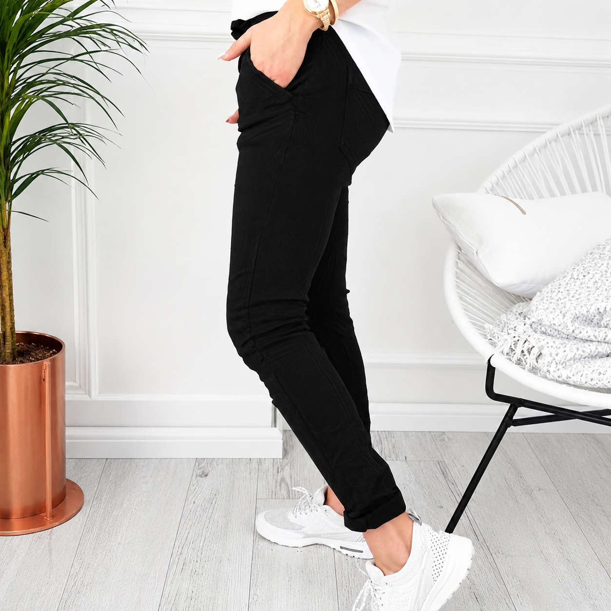 Casual Solid Colored Drawstring Pants For Women