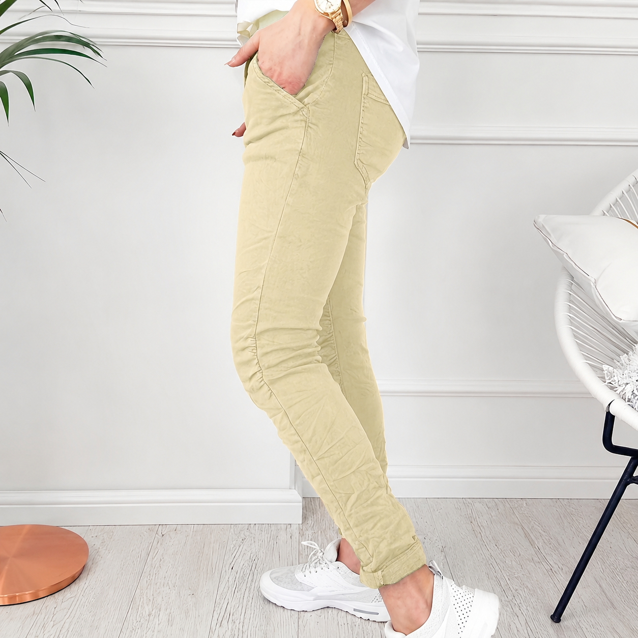 Casual Solid Colored Drawstring Pants For Women