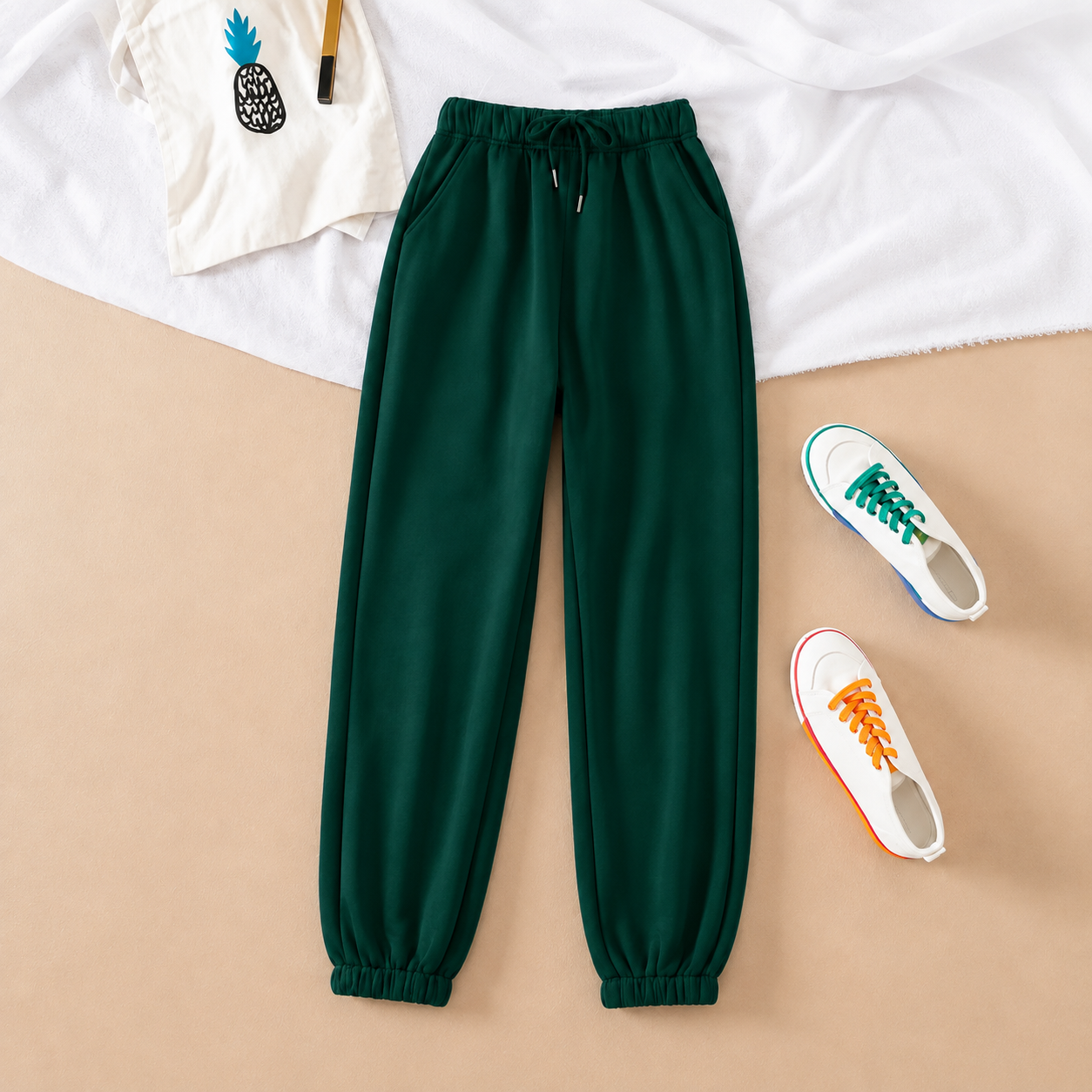 Casual Long Trouser Pants With Drawstring And Cuff For Women