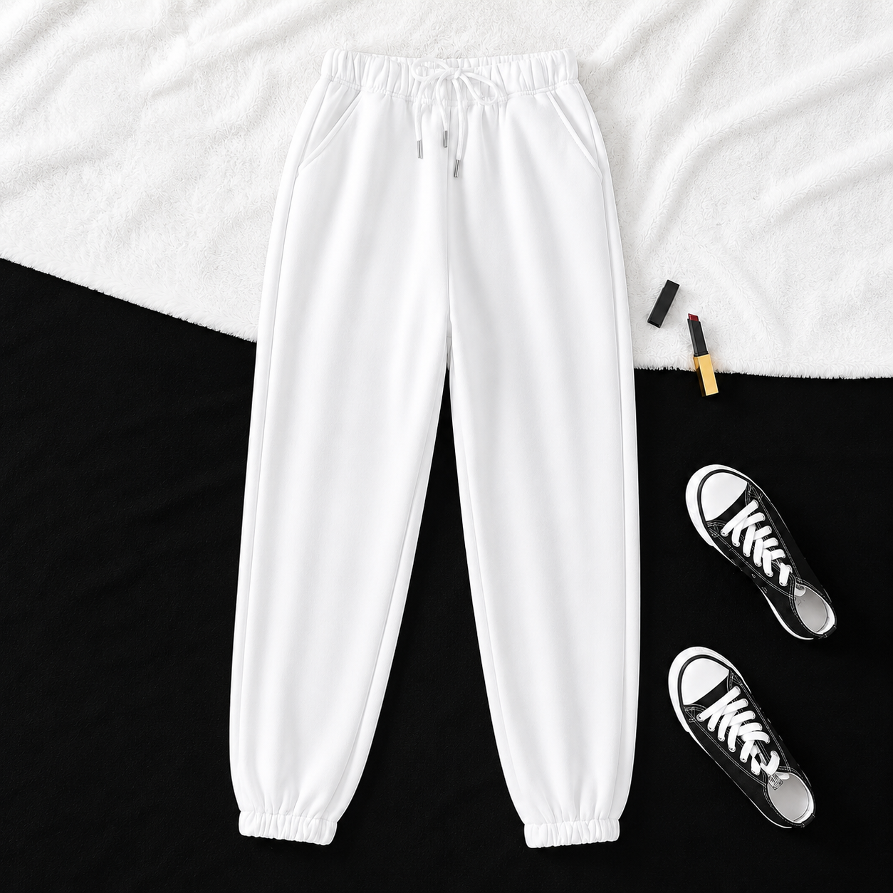 Casual Long Trouser Pants With Drawstring And Cuff For Women