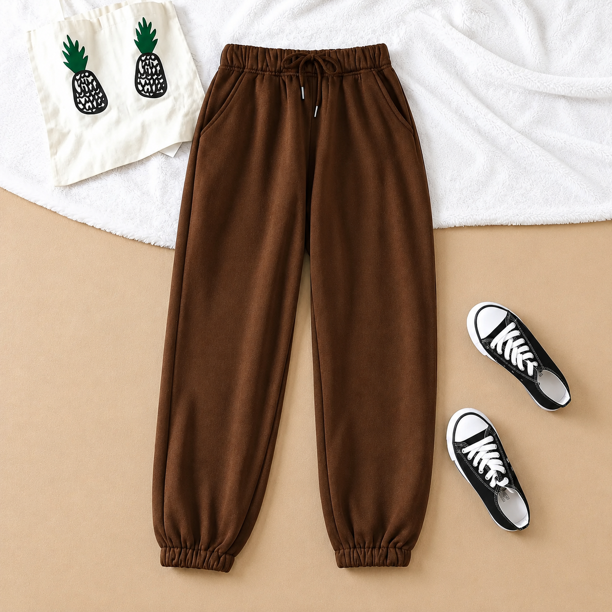 Casual Long Trouser Pants With Drawstring And Cuff For Women