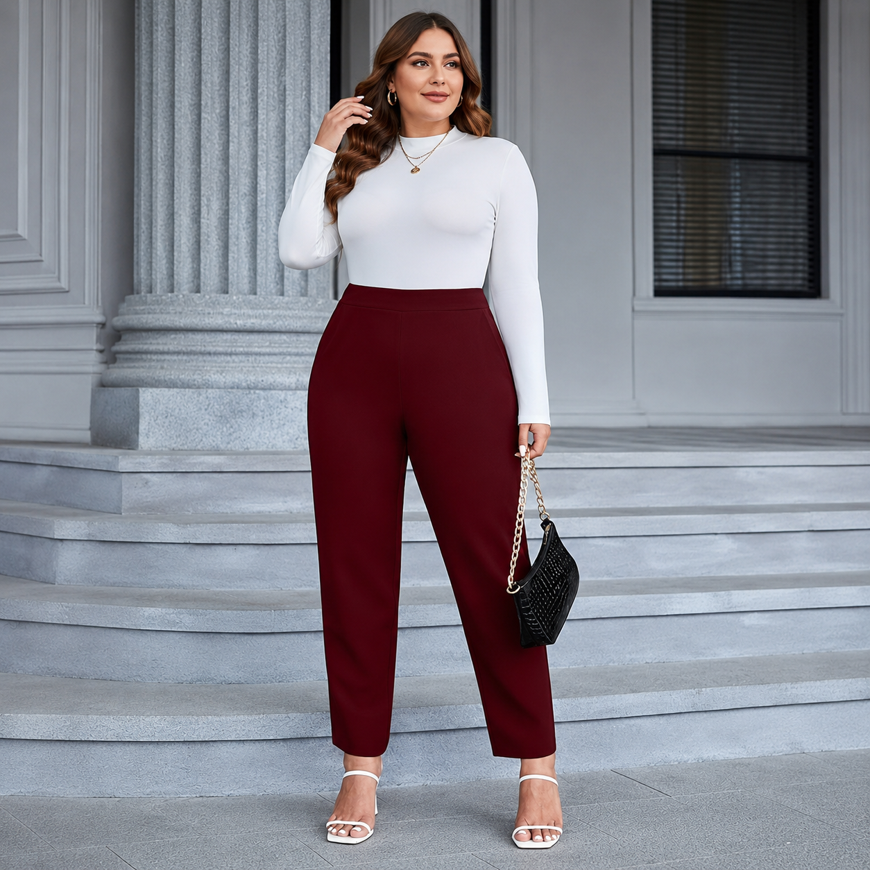 Plus Size Long Fashionable Pants For Women With Elastic
