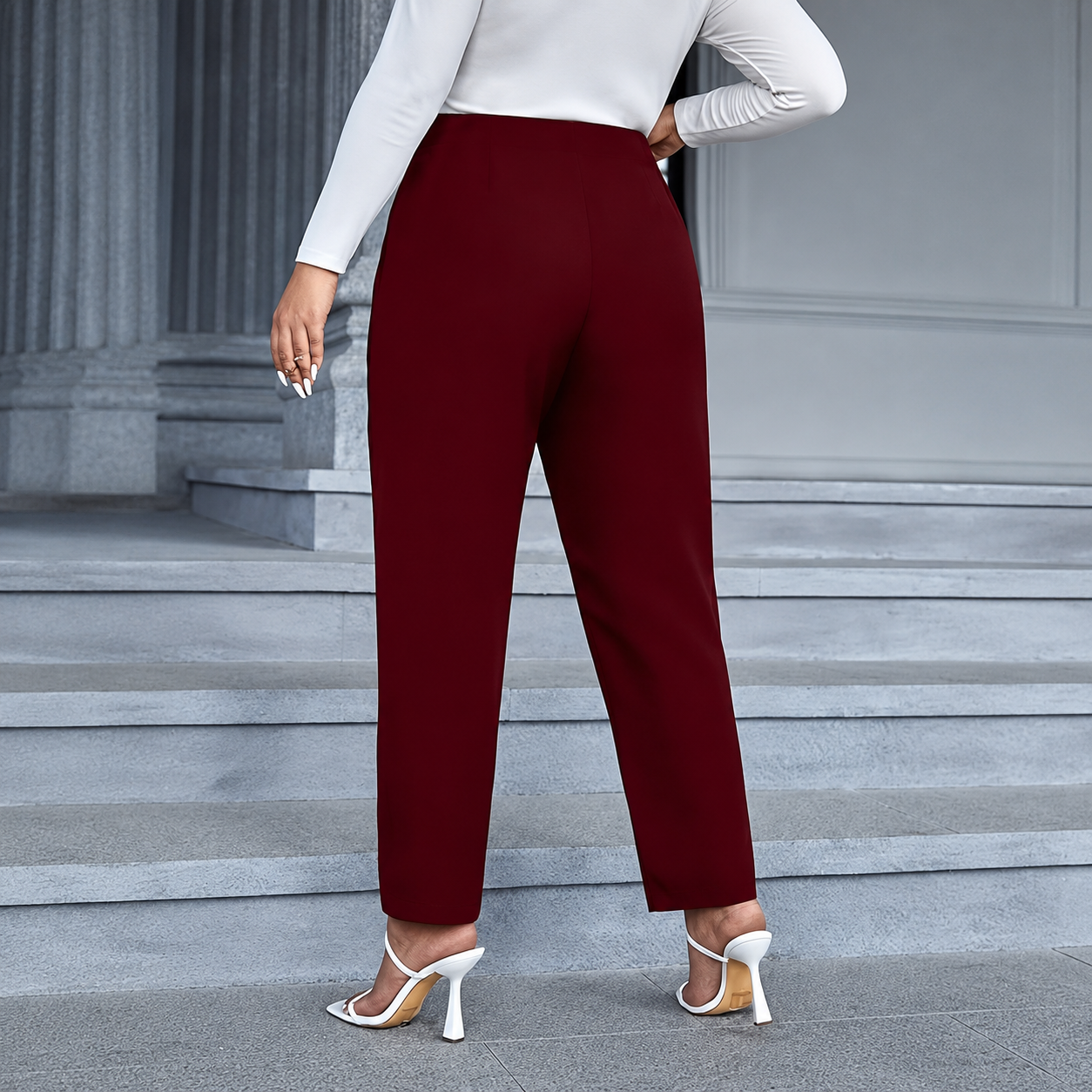 Plus Size Long Fashionable Pants For Women With Elastic