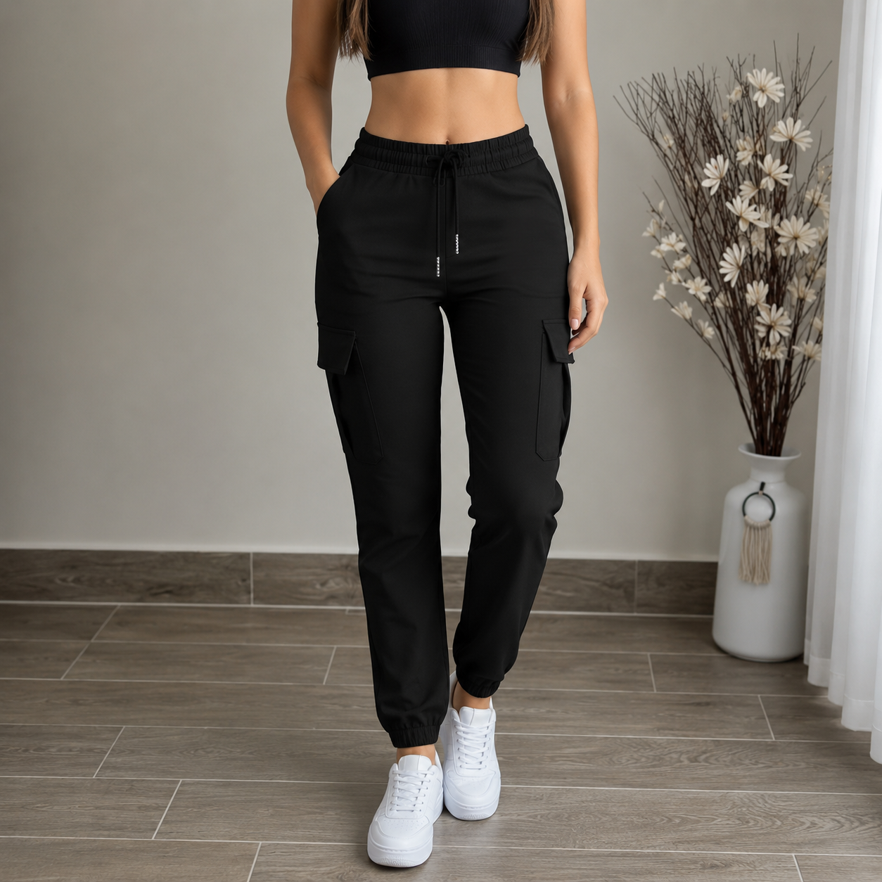 Casual Cargo Pants With Drawstring For Women  