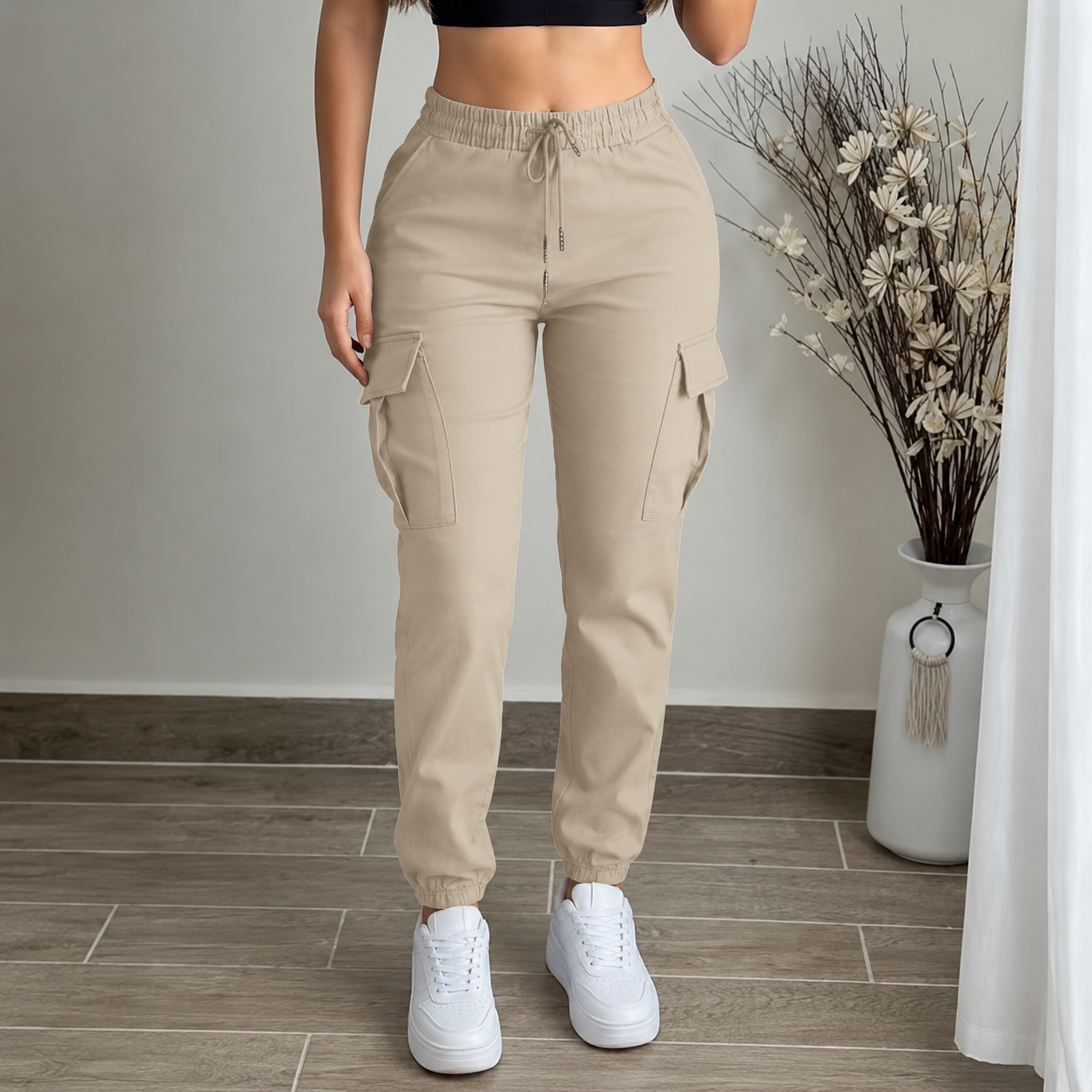 Casual Cargo Pants With Drawstring For Women  