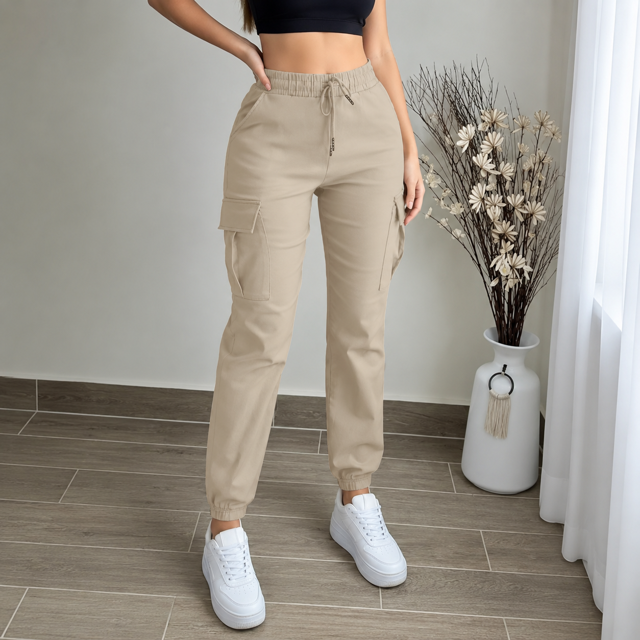 Casual Cargo Pants With Drawstring For Women  