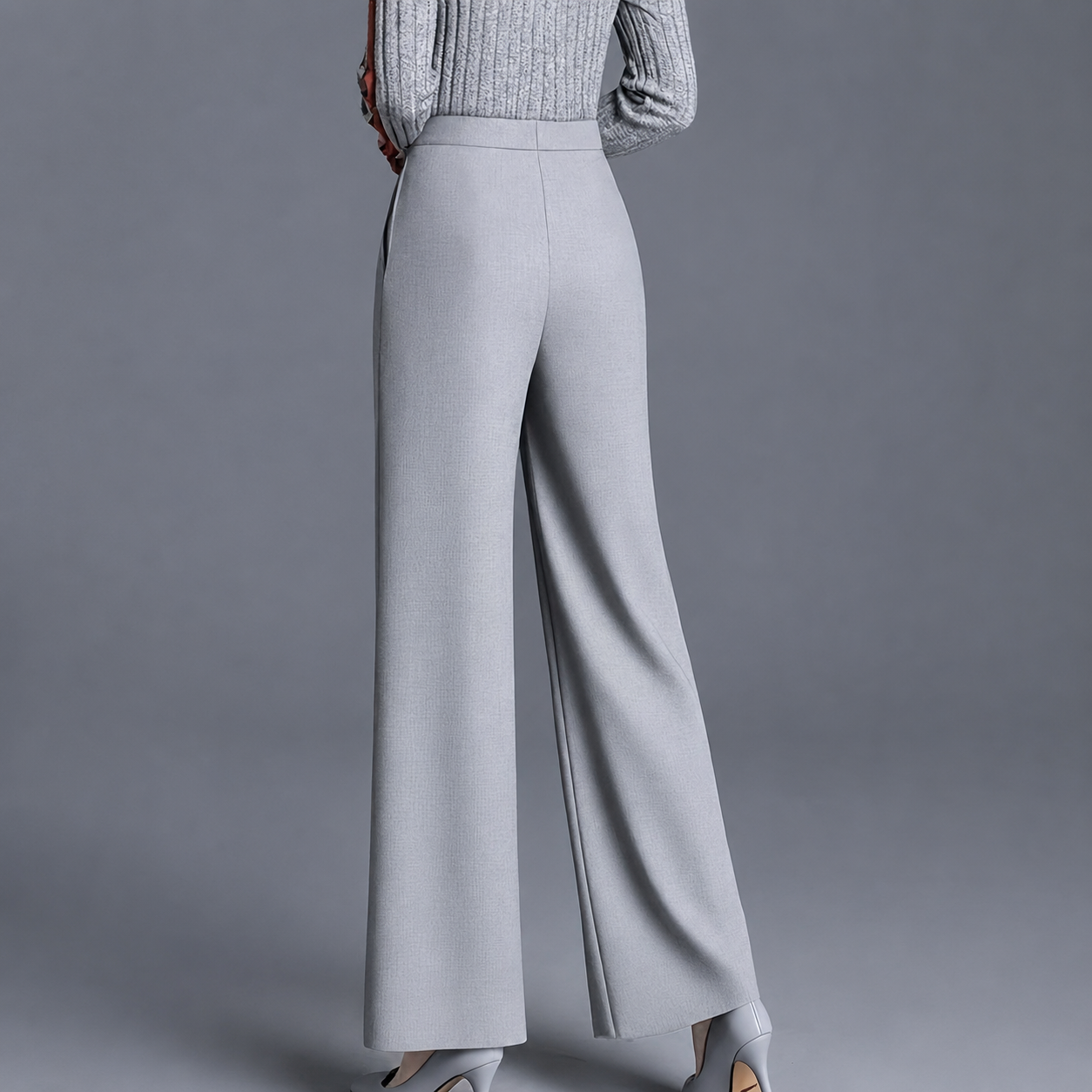 High Rise Solid Casual Wide Pants With Pockets
