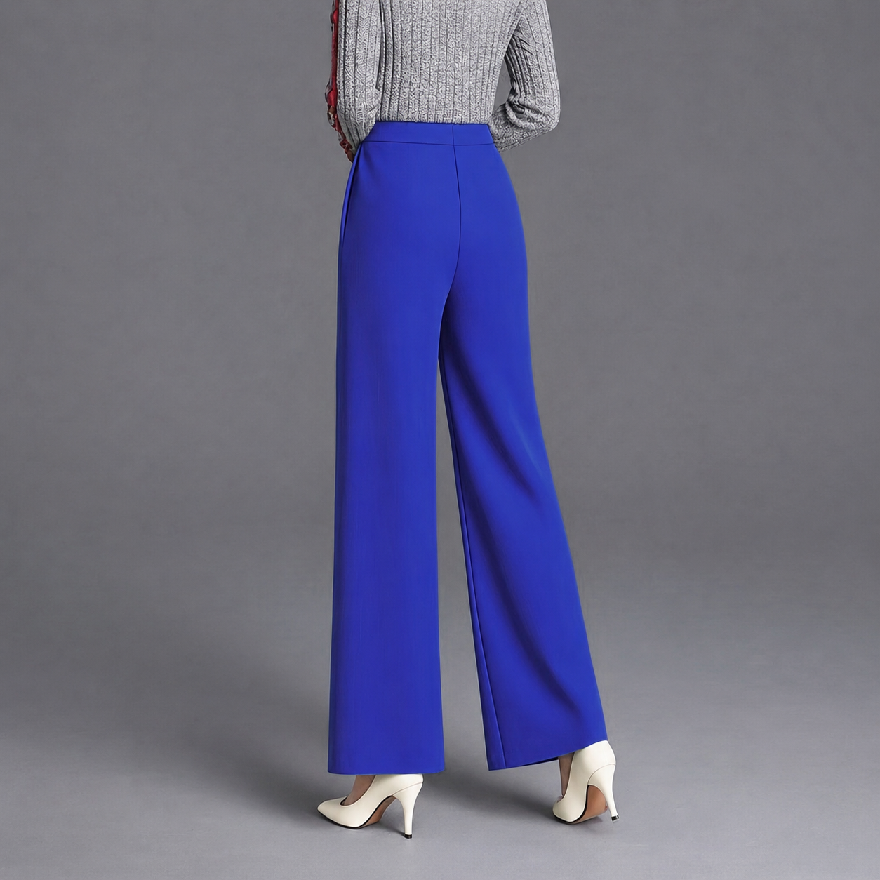 High Rise Solid Casual Wide Pants With Pockets