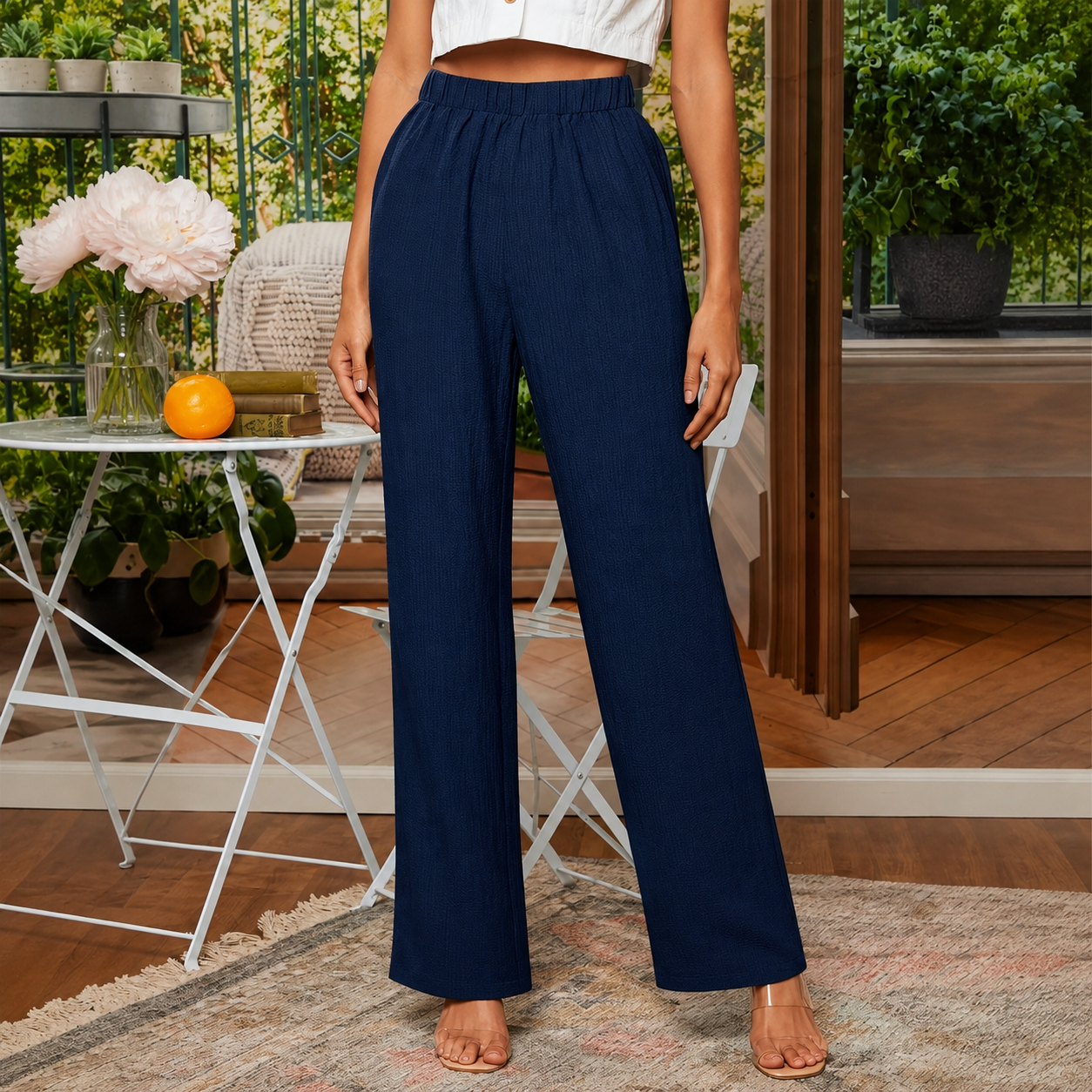 Lightweight High Rise Wide Long Pants For Women