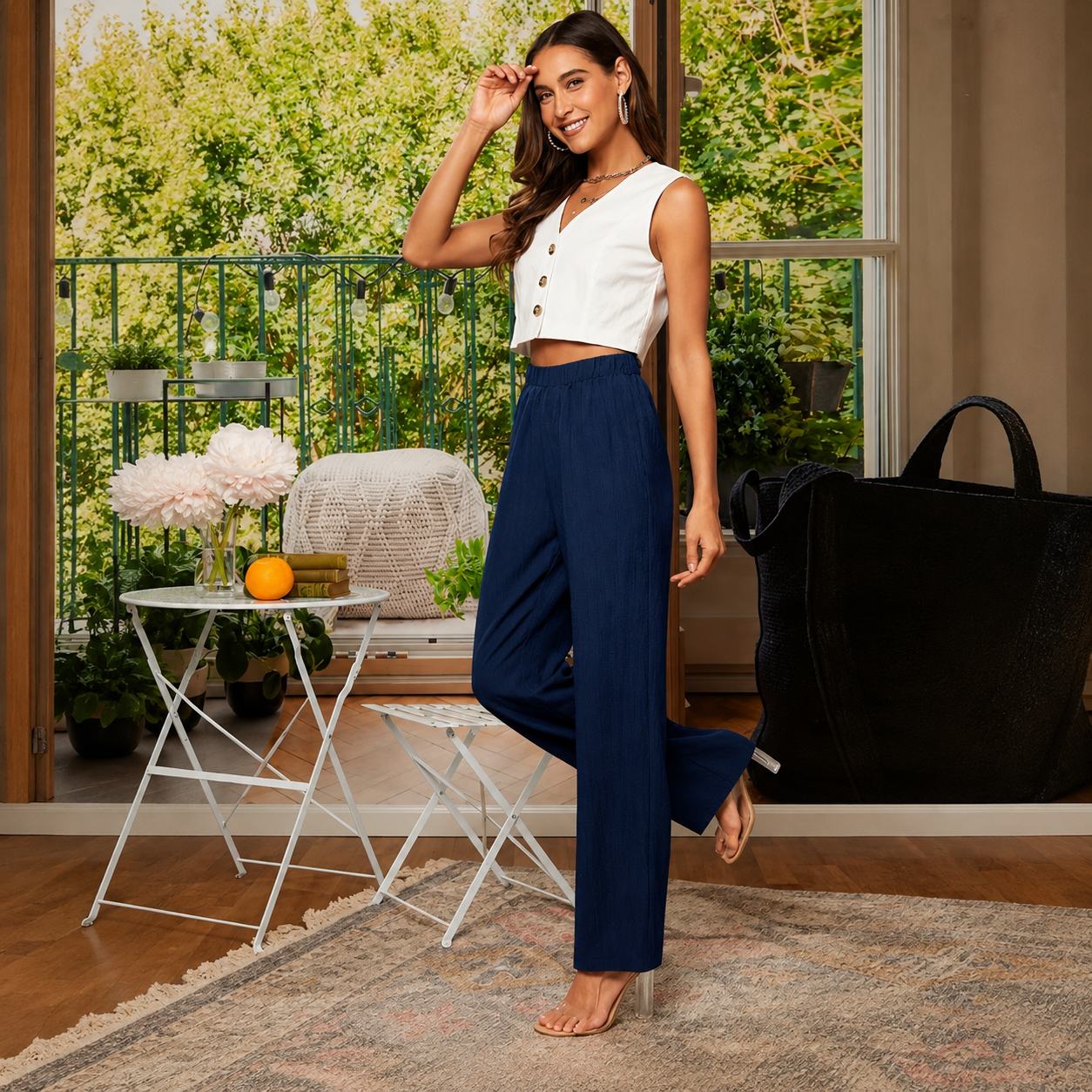 Lightweight High Rise Wide Long Pants For Women