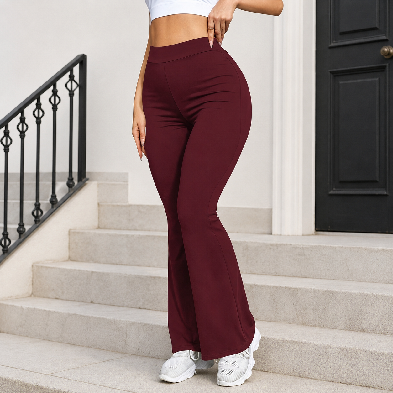 Casual Flare Solid Fashion Pants For Women