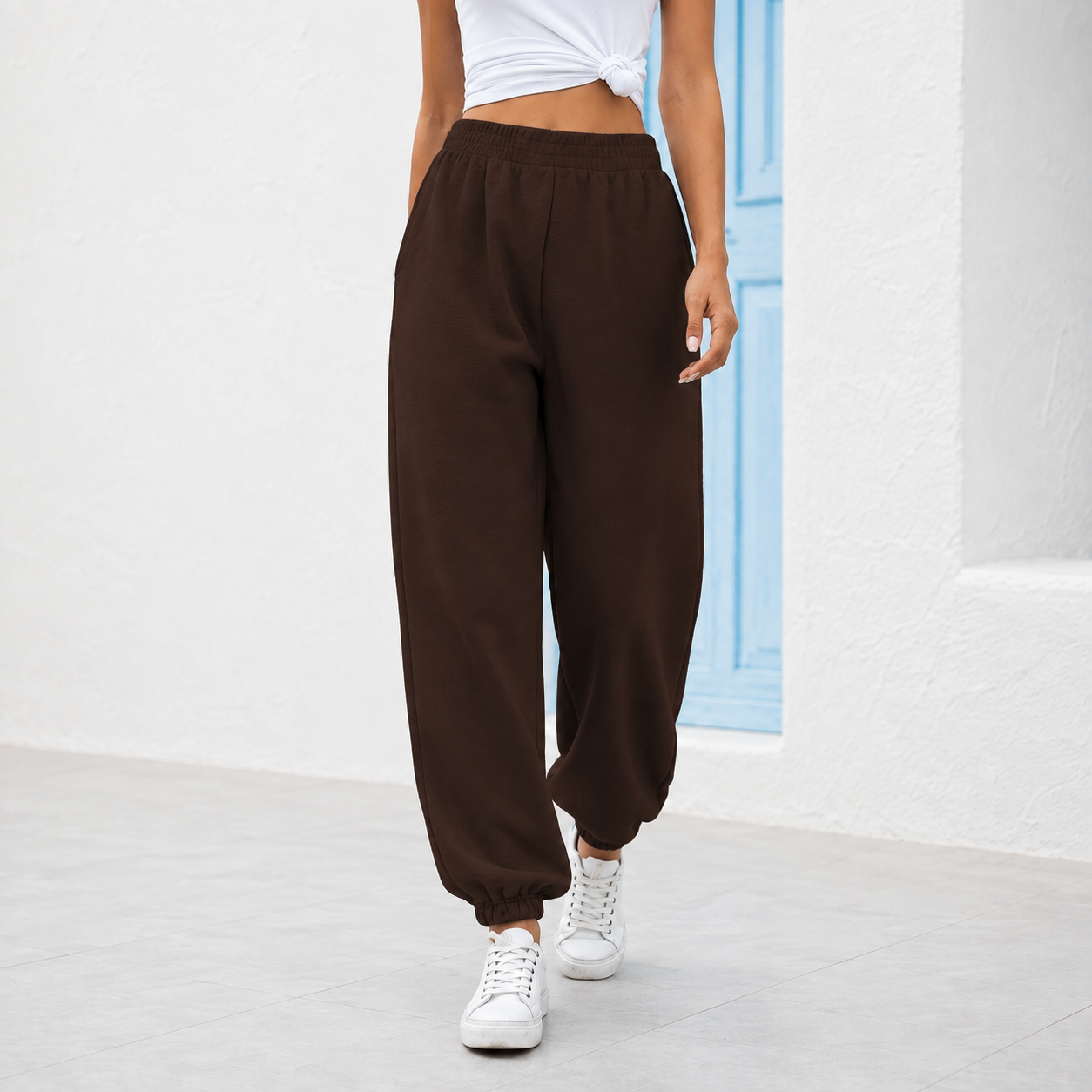 High Rise Loose Fit Casual Pants With Wide Cut For Women