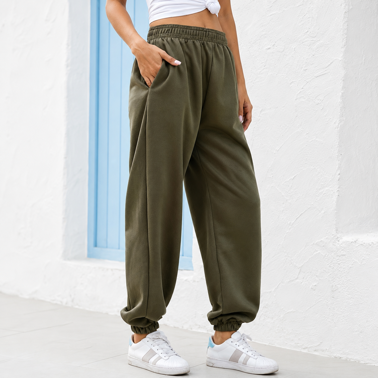 High Rise Loose Fit Casual Pants With Wide Cut For Women